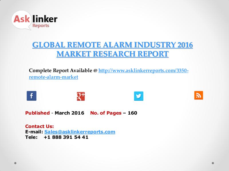 Global Remote Alarm Market 2016-2020 Report March 2016
