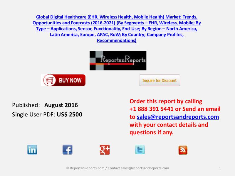 Healthcare (EHR, Wireless Health and Mobile Health) Market August 2016