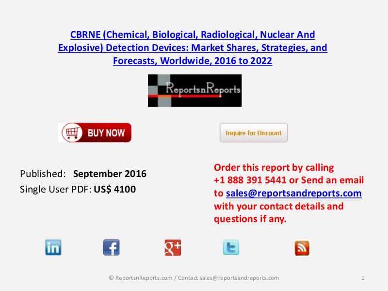 CBRN Explosive Detection Devices Market Forecast $9.8 Billion By 2022 Sep 2016