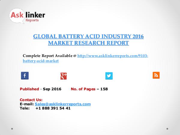 Battery Acid market share and applications forecasts to 2020 Sep 2016