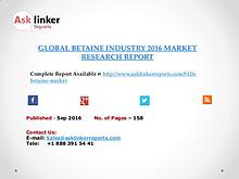Global Betaine Market 2016-2020 Report