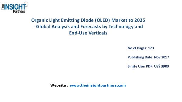 OLED Market is estimated to reach US$ 38.96 billion by 2025 OLED Market is estimated to reach US$ 38.96 billio
