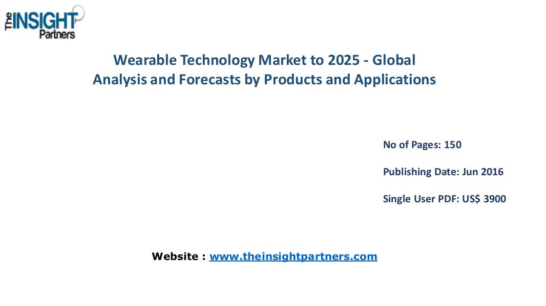 Wearable Technology Market worth US $170.91 Bn by 2025– The Insight P Wearable Technology Market to Hit US $170.91 Bn by