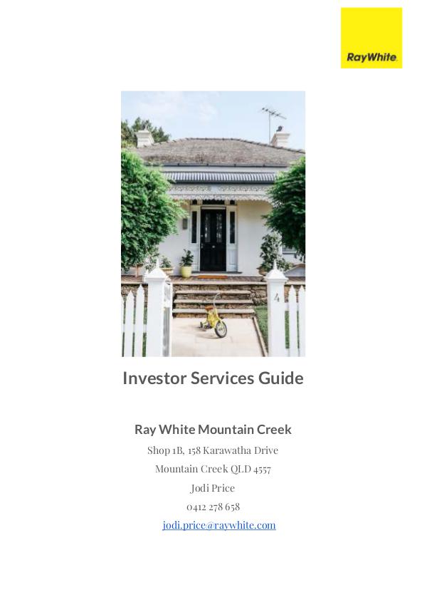 Investor Services Guide Ray White Mountain Creek 2017 2017