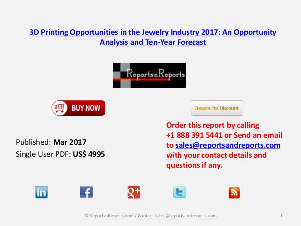 Jewelry 3D Printing Market Key Industry Opportunities Analysis 2017 Mar 2017