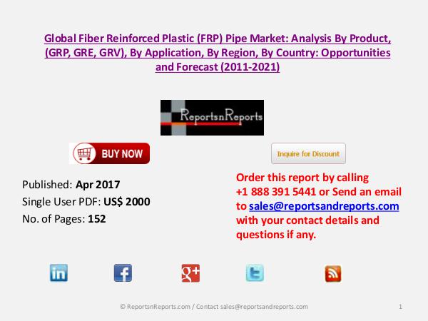 Fiber Reinforced Plastic (FRP) Pipe Market to Grow at 3% CAGR Apr 2017