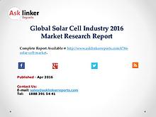 Global Solar Cell Market Growth Rate 2016 Industry Supply and Demand