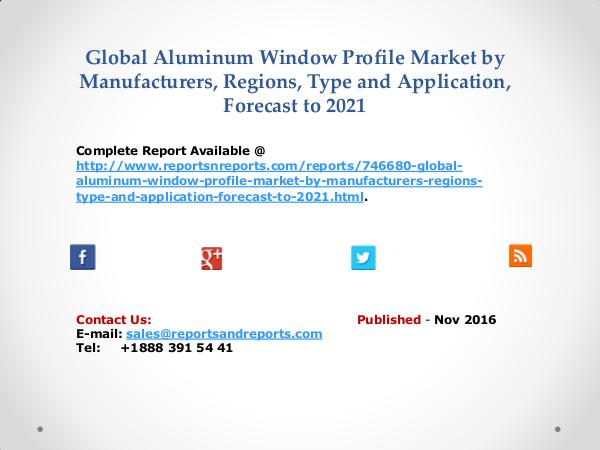 Aluminum Window Profile Market Size Analysis by North America, Europe Nov 2016