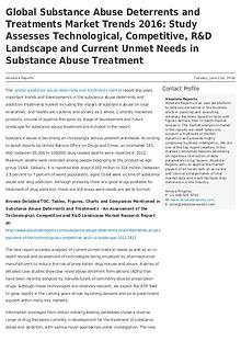 Global Substance Abuse Deterrents and Treatments Market Trends 2016