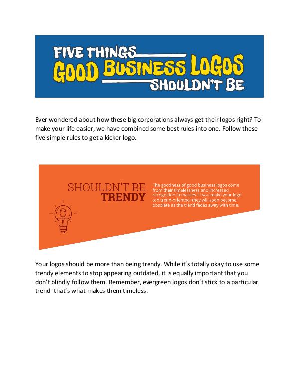 Five Things Good business logos shouldn't be Ever wondered the perfect recipe for your logo des