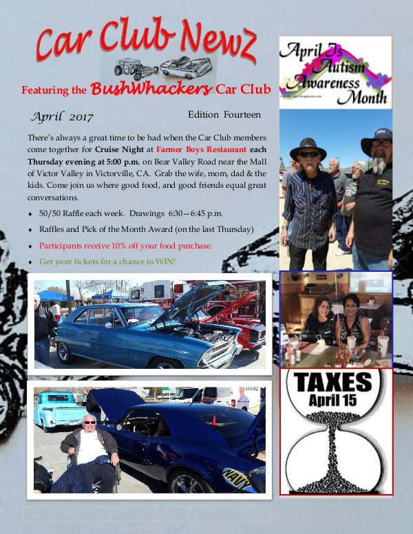 BushWhackers Car Club Newsletter April 2017 Car Club Newz