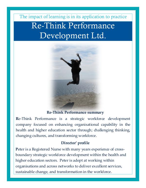 Introduction to Re-Think Performance Re-Think Performance Flyer Nov 2017
