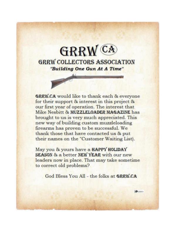 GRRW Collectors Association Thank You for your support and well wishes. Buck..