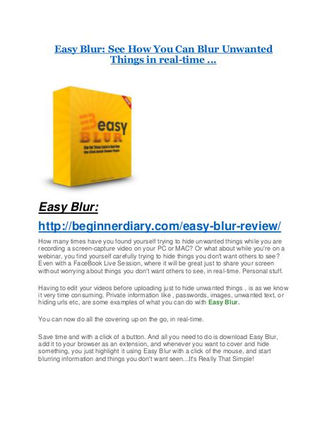 Easy Blur review demo & BIG bonuses pack Easy Blur Review & GIANT bonus packs