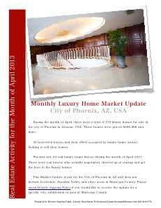 Phoenix Luxury Home and Real Estate Monthly Market Update May 2013