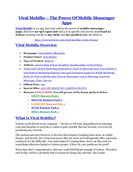 marketingViral Mobilio review & Viral Mobilio (Free) $26,700 bonuses