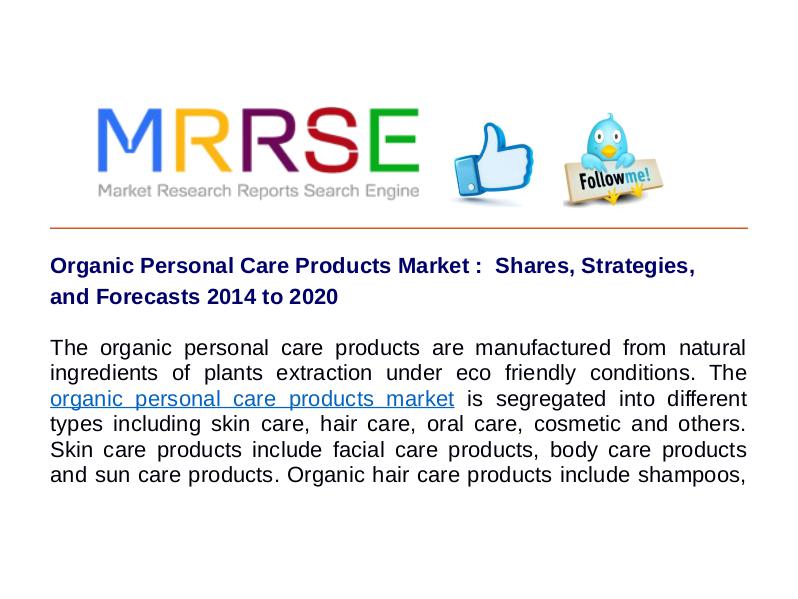 MRRSE Organic Personal Care Products Market