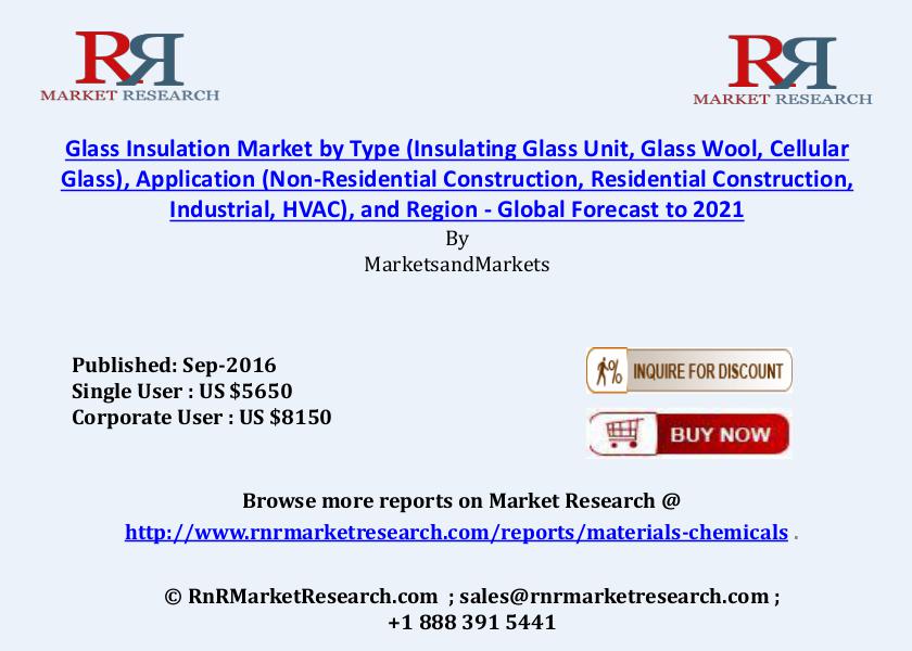 Glass Insulation Market: Global Forecasts to 2021 Sep 2016