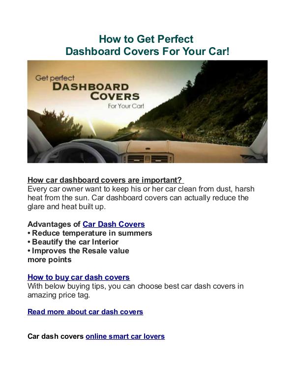 Buying Tips: Get Perfect Dashboard Covers For Your Car! Buying Tips: Get Perfect Dashboard Covers For Your
