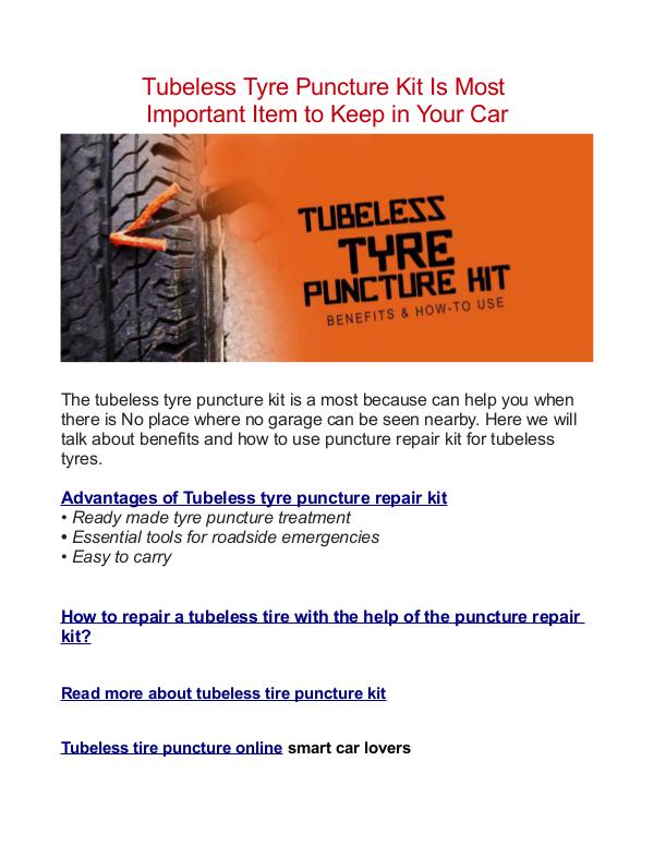 Tubeless Tyre Puncture Kit: The Most Important Item to Keep in Your C 12