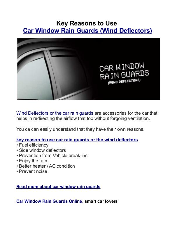 Key Reasons To Use Car Window Rain Guards (Wind Deflectors) 666