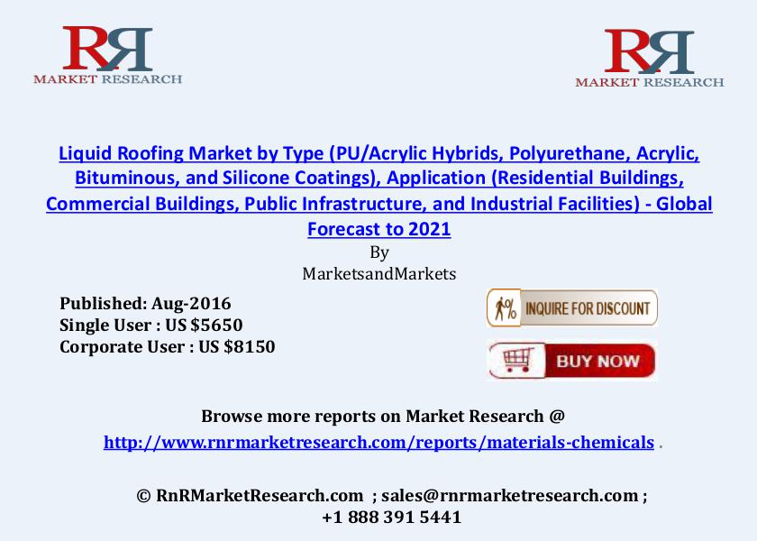Liquid Roofing Market Projected to Gain 7.1% CAGR During Forecast Aug 2016