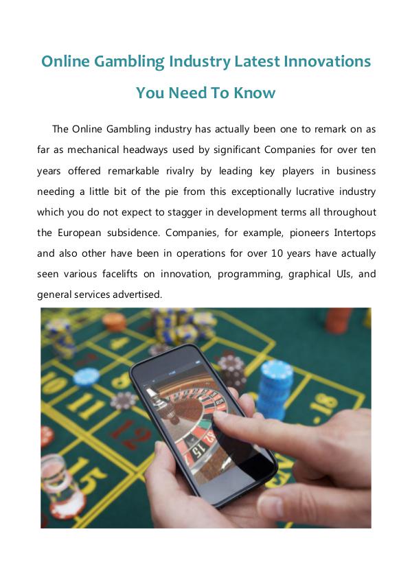 Online Gambling Industry Latest Innovations You Need To Know Online Gambling Industry Latest Innovations You Ne
