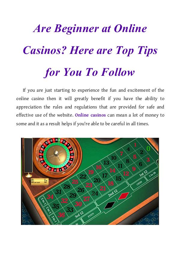 Are Beginner at Online Casinos? Here are Top Tips for You To Follow Are Beginner at Online Casinos? Here are Top Tips