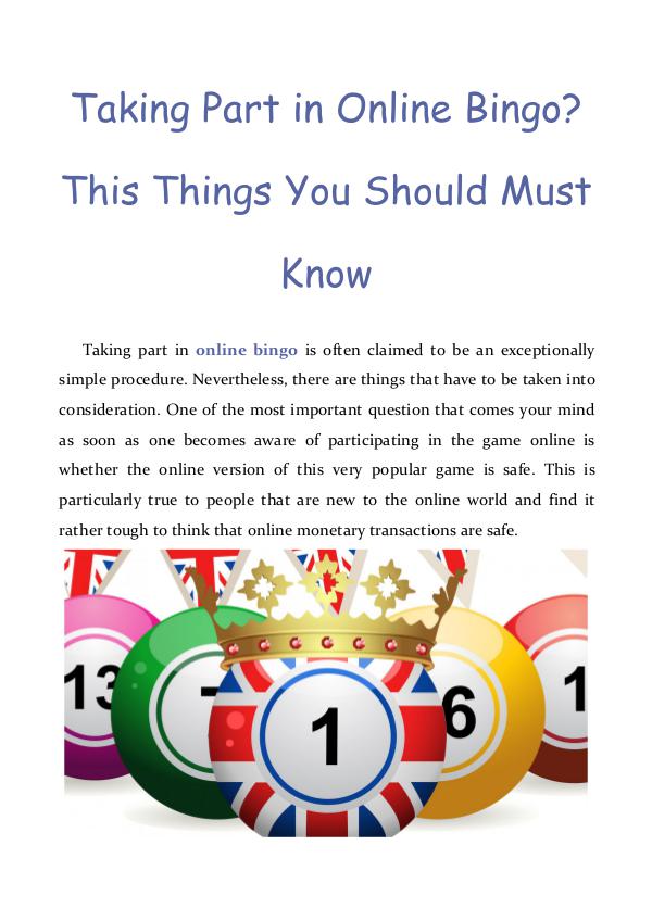 Taking Part in Online Bingo? This Things You Should Must Know Taking Part in Online Bingo? This Things You Shoul