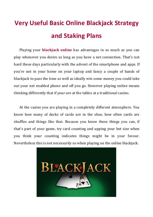 Very Useful Basic Online Blackjack Strategy and Staking Plans Very Useful Basic Online Blackjack Strategy and St