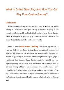 What Is Online Gambling And How You Can Play Free Casino Games?