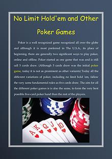 No Limit Hold'em and Other Poker Games