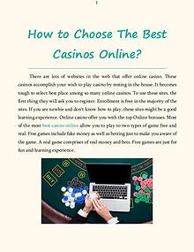 How to Choose The Best Casinos Online?