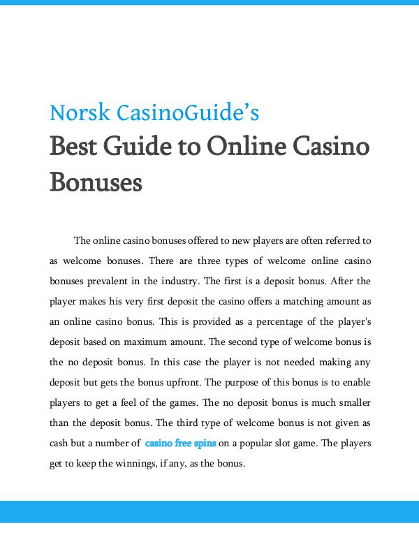 Best Guide to Online Casino Bonuses Best Guide to Online Casino Bonuses
