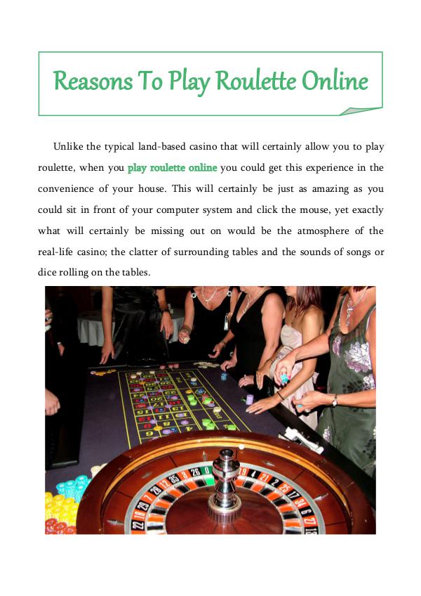 Reasons To Play Roulette Online Reasons To Play Roulette Online