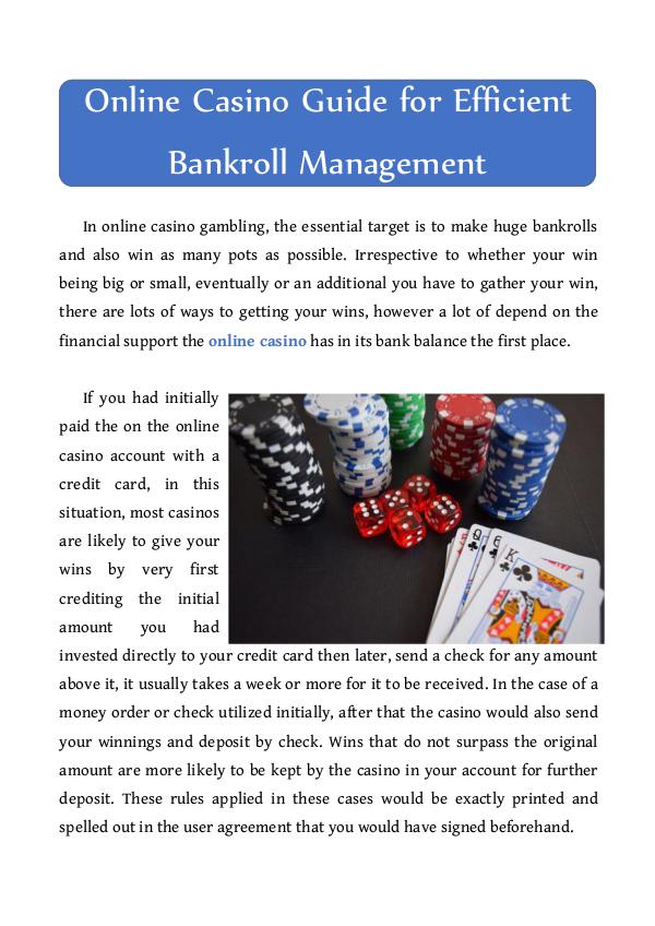 Online Casino Guide for Efficient Bankroll Management Online Casino Guide for Efficient Bankroll Managem