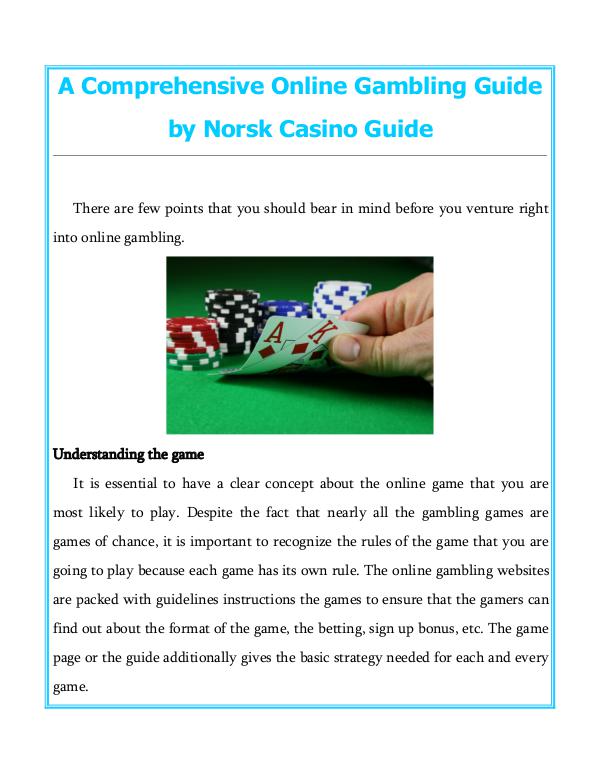 A Comprehensive Online Gambling Guide by Norsk CasinoGuide A Comprehensive Online Gambling Guide by Norsk Cas