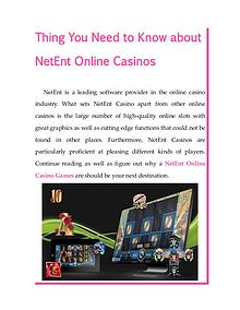 Thing You Need to Know about NetEnt Online Casinos