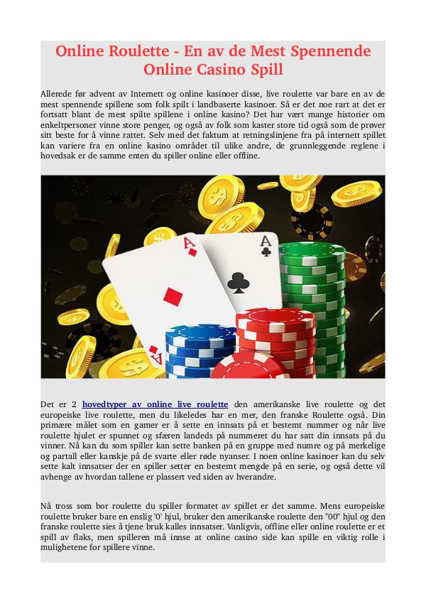 Online Roulette - En av de Mest Spennende Online Casino Spill Online Roulette - En av de Mest Spennende Online C