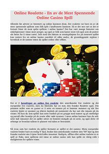 Online Roulette - En av de Mest Spennende Online Casino Spill