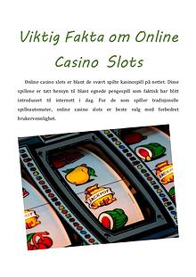 Viktig Fakta om Online Casino Slots