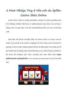 5 Mest Viktige Ting å Vite når du Spiller Casino Slots Online