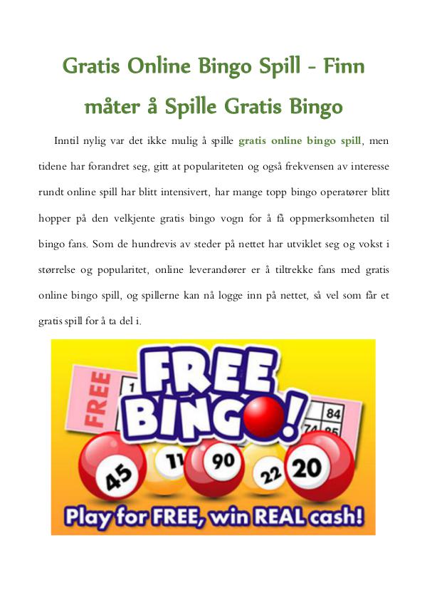 Gratis Online Bingo Spill - Finn måter å Spille Gratis Bingo Gratis Online Bingo Spill - Finn måter å Spille Gr