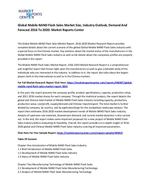 Global Mobile NAND Flash Sales Market