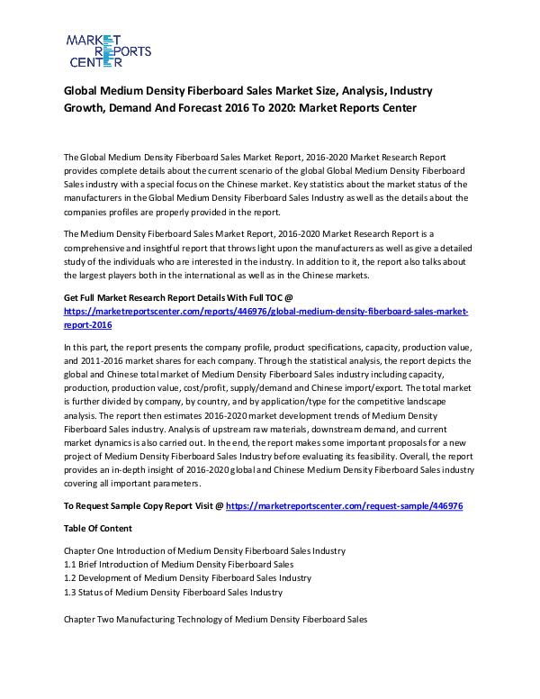 Emerging Research Reports Global Medium Density Fiberboard Sales Market
