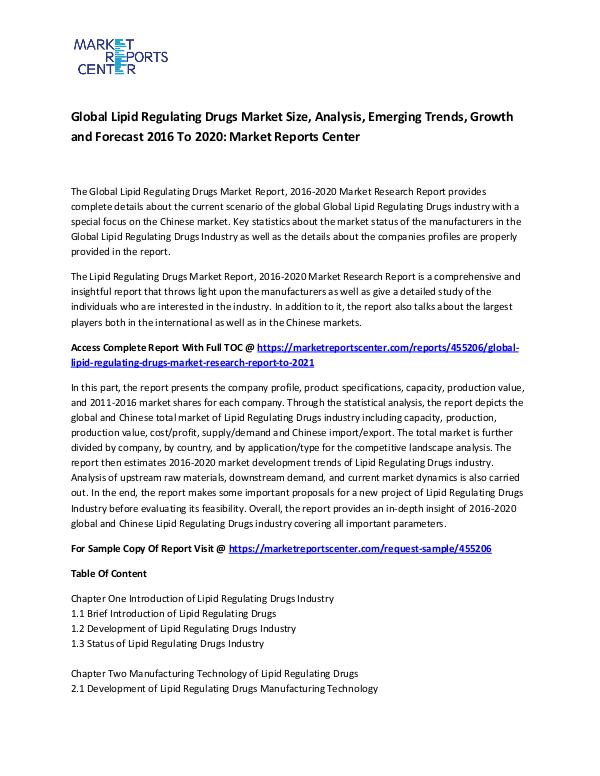 Emerging Research Reports Global Lipid Regulating Drugs Market