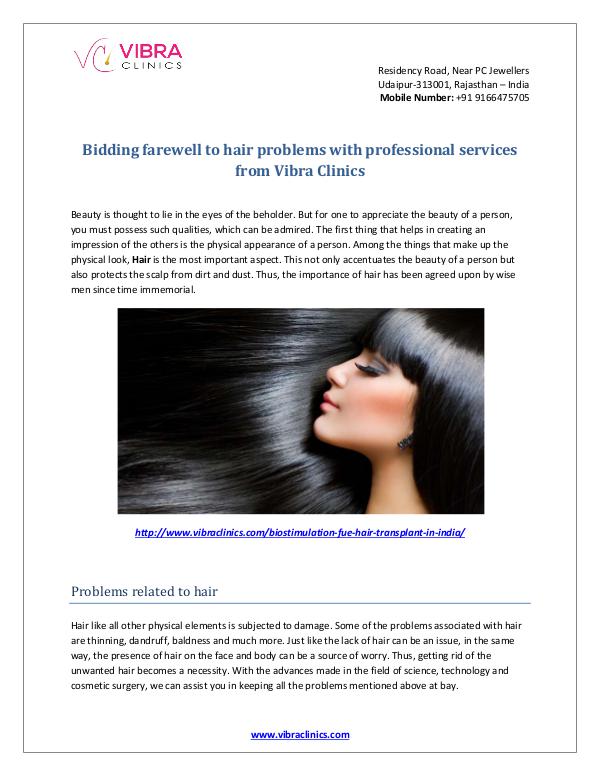 Bidding farewell to hair problems with professional services from Vib Bidding farewell to hair problems with professiona