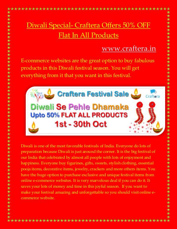 Diwali Special- Craftera Offers 50% OFF Flat In Al