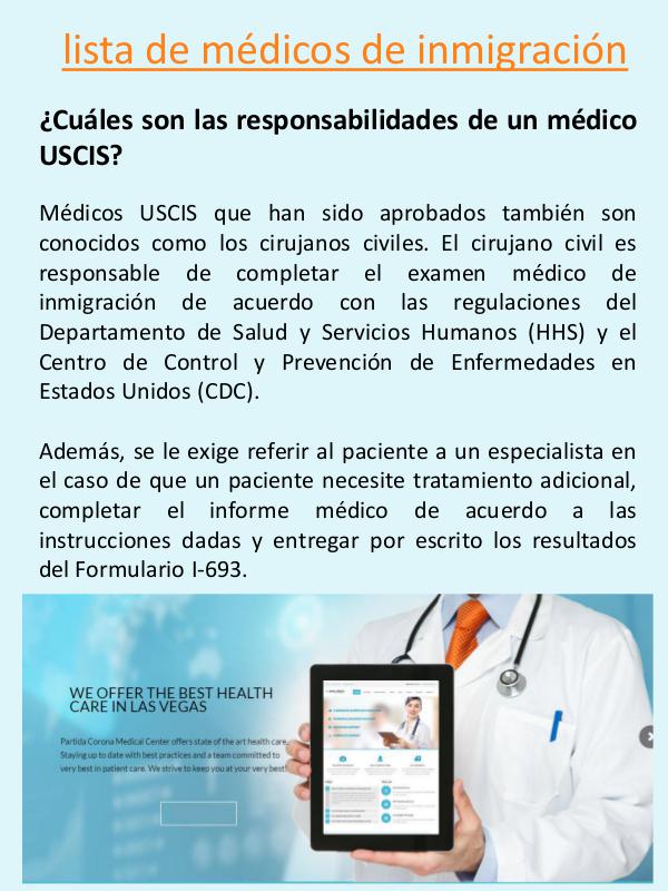 localizados de médicos autorizados de USCIS