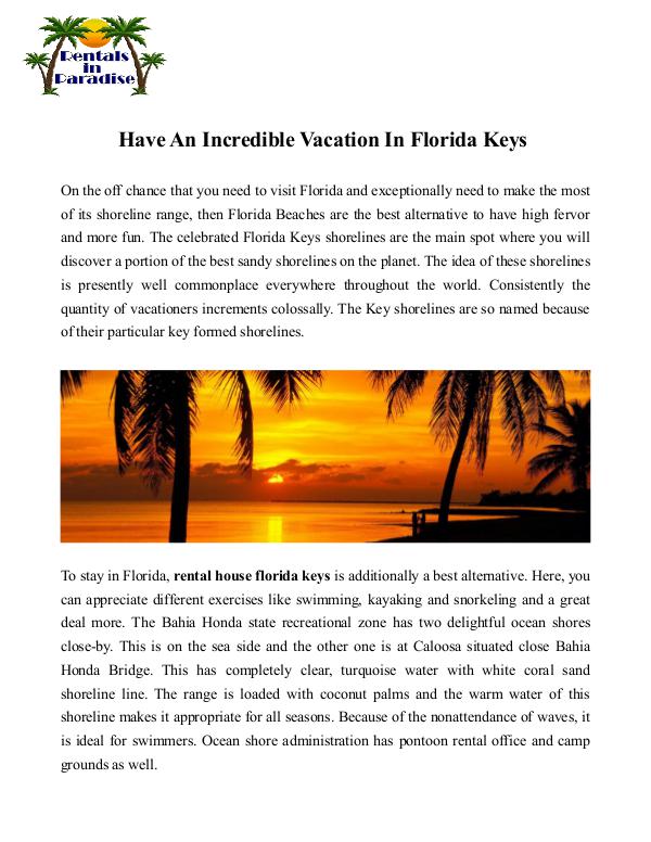 Rental house florida keys Time share florida keys